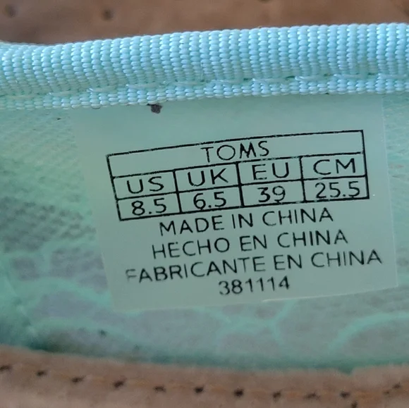 Tom's Espadrille Aqua Blue Floral Lace Slip On Women's Shoes Size 8.5 NWOT - Picture 6 of 8